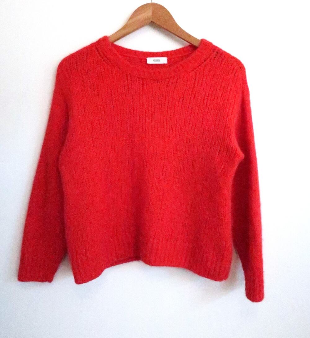 CLOSED Ethical Mohair Alpaca Red Crop Boxy Sweater Jumper Revolve M $395
